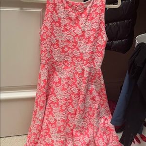 pink and white floral dress